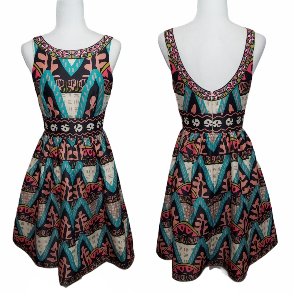ANTHROPOLOGIE Champagne & Strawberry Midi Dress Small